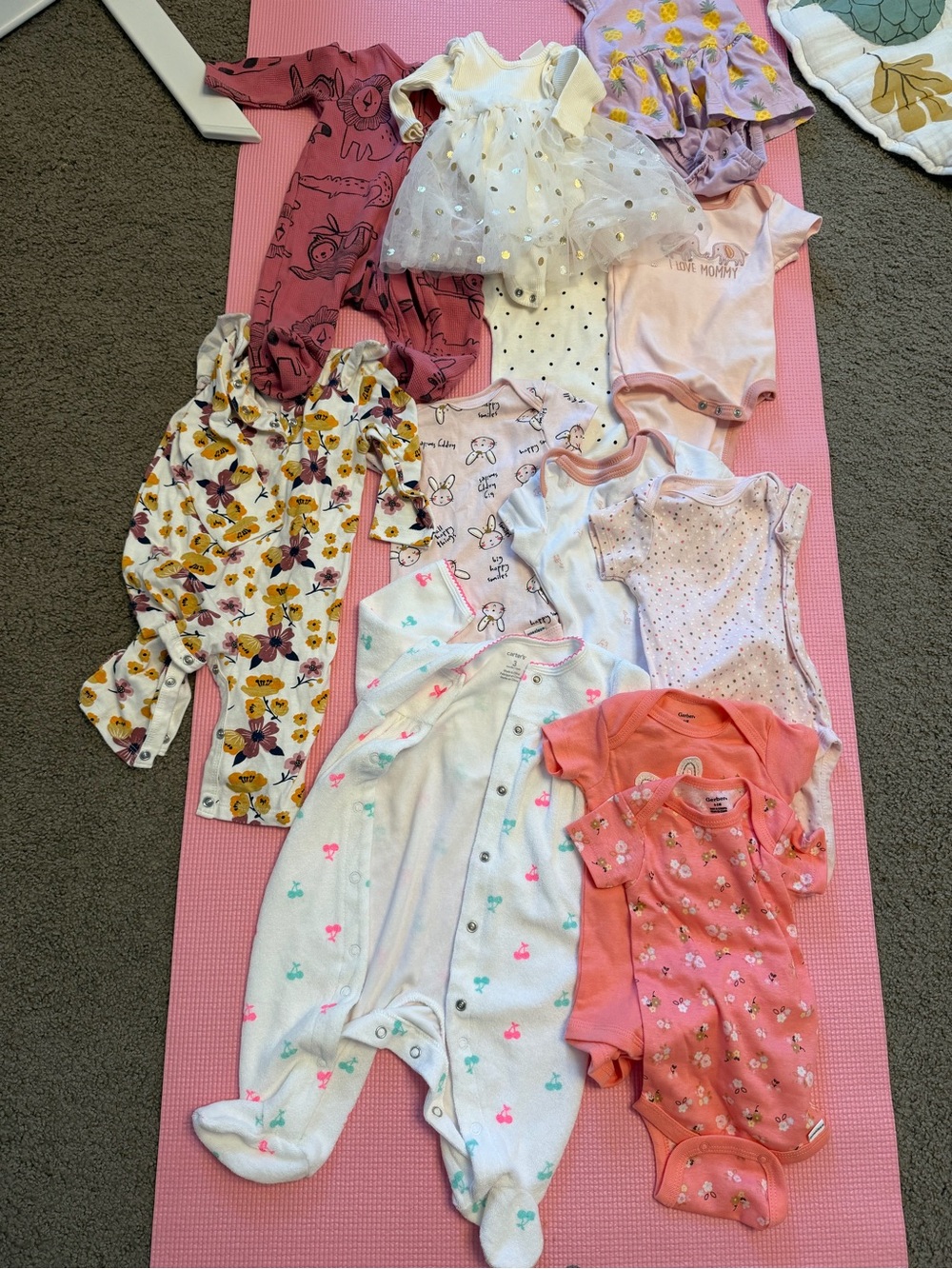 0-3m new born Baby Girls Mixed One-Piece Pack - Pink, Coral, White & Floral
